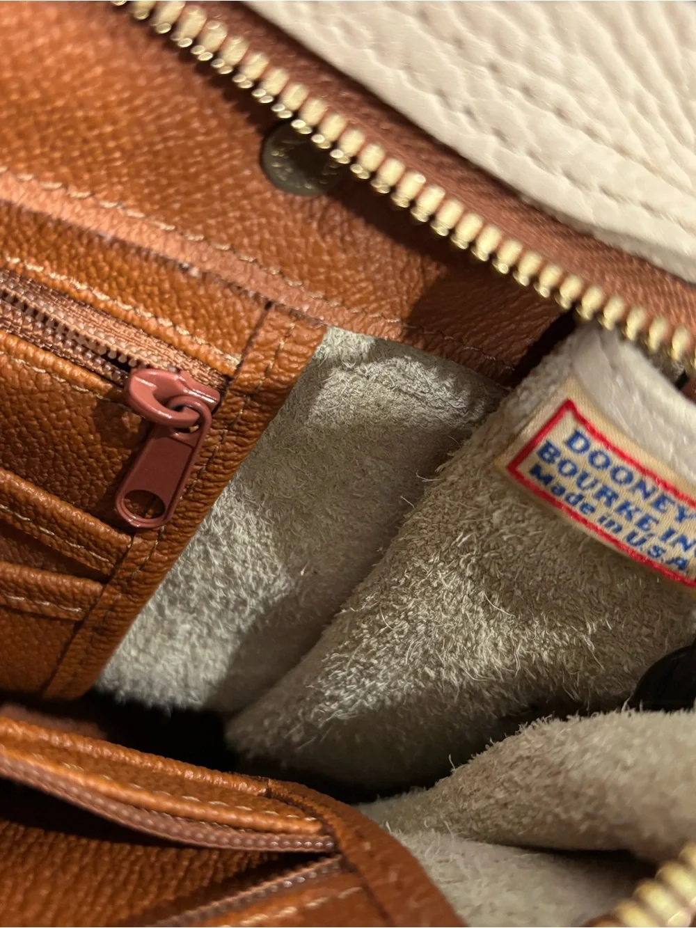 Dooney & Bourke Cream and Tan Leather Satchel